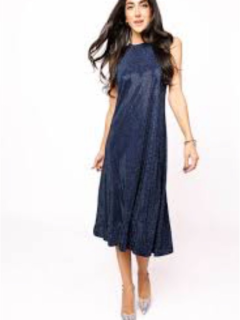 Sleeveless Navy Midi Dress - active dress Women's Dress